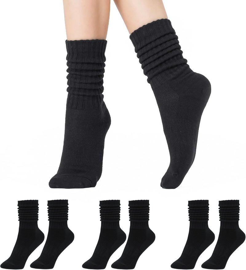 CoolMate Store Women's Scrunch Crew Socks, Slouchy Mid Calf Boot Socks, 3 Pairs Slouch Socks, US Size 6-10 - Image 1